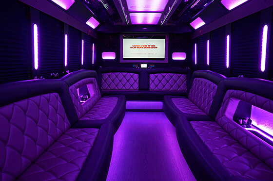 limo bus with leather seating